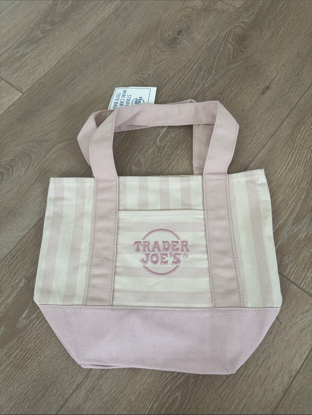 Trader Joe's Pink Stripe Canvas Tote Bagโ